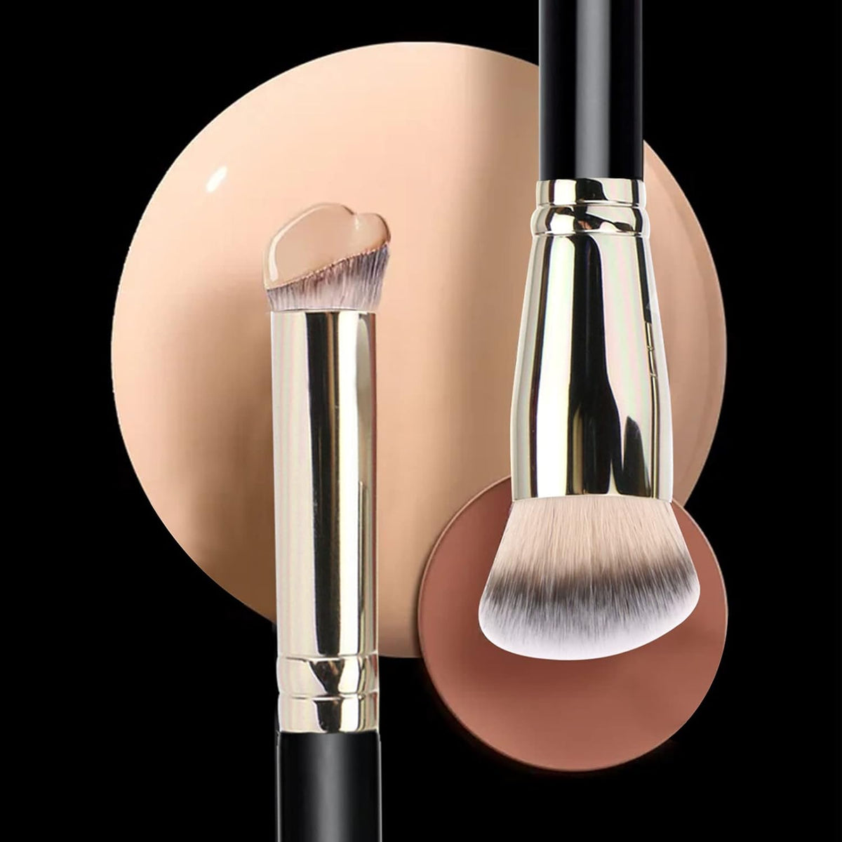Makeup Brushes Pro Foundation Brush and Flawless Concealer Brush Perfect for Any Look Premium Luxe Hair Contour Brush Perfect for Blending Liquid,Buffing,Cream,Sculpting,Mineral Makeup