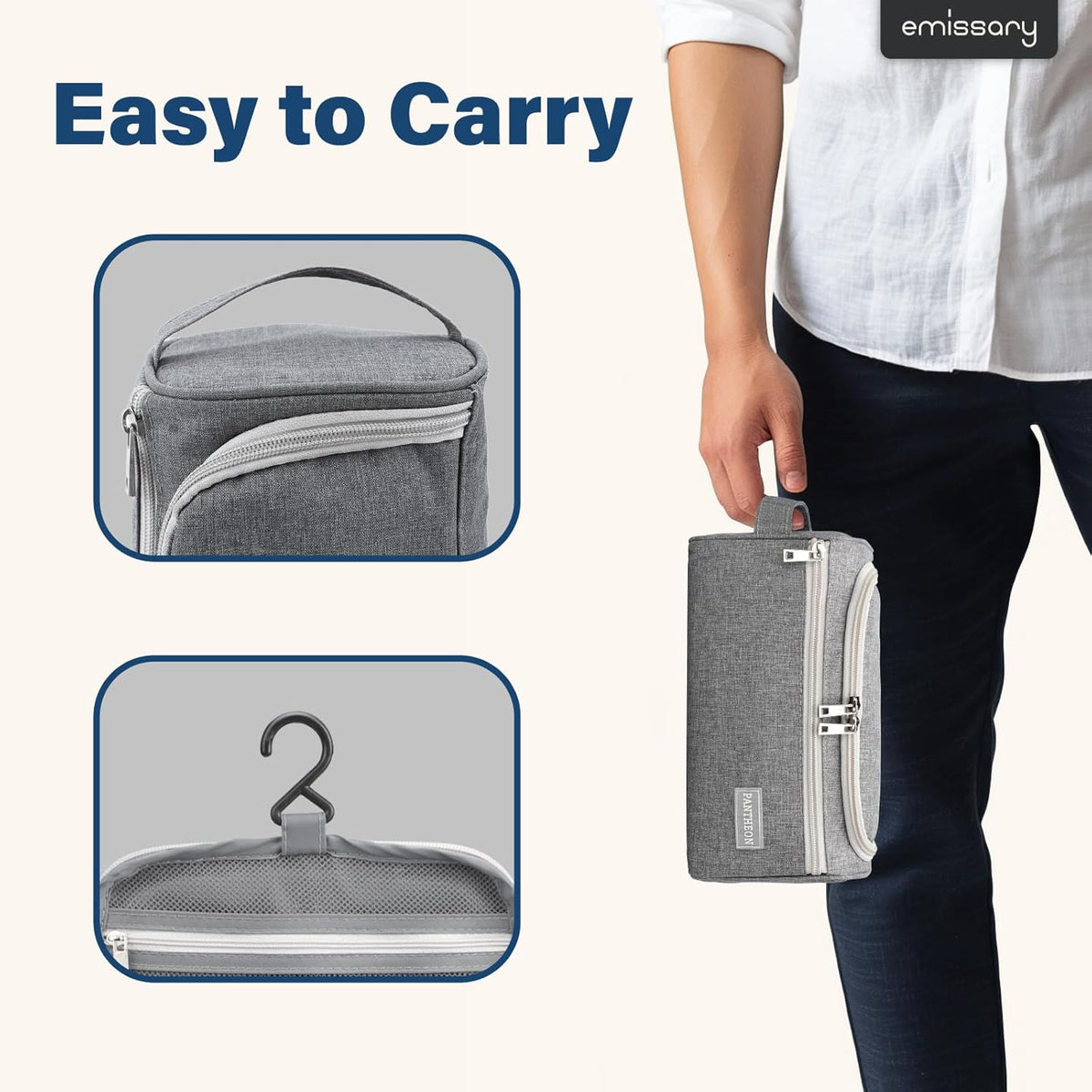 Travel Toiletry Bag for Men and Women, Travel Bag for Toiletries, Dopp Kit for Men, Travel Bathroom Bag, Mens Travel Bag Hanging Toiletry Organizer Toiletry Kit for Traveling (Gray)
